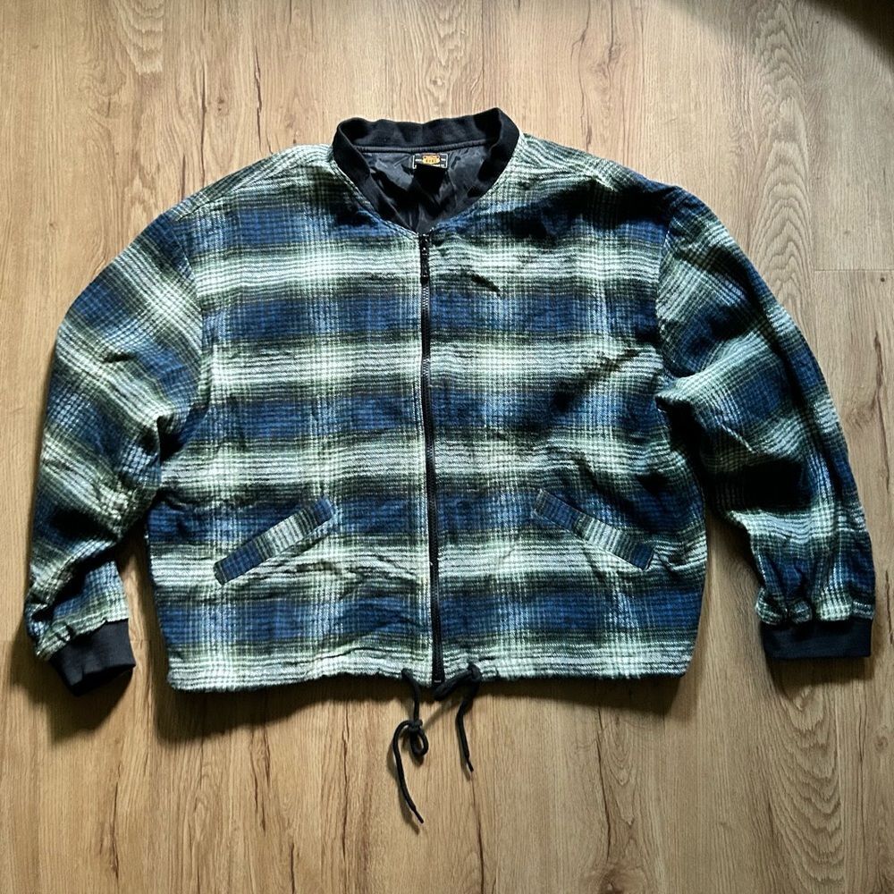 Vintage Flannel Lined Jacket Route 66 // full zip adjustable waist coat